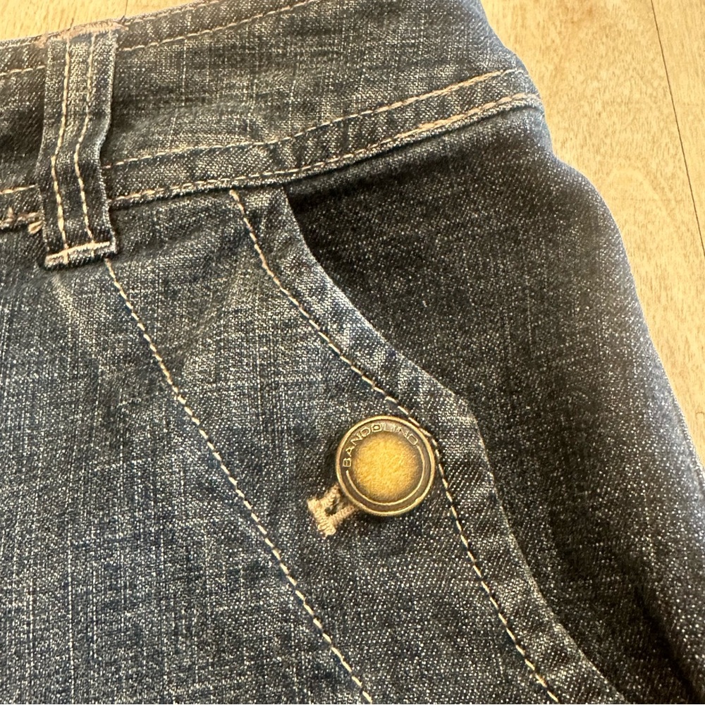 Bandolino Jeans Women's 10 Bootcut Mid Rise Stretch Dark Wash Western Boho Flap - Picture 5 of 14